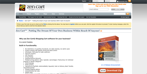 Zen Cartのサイト画像
