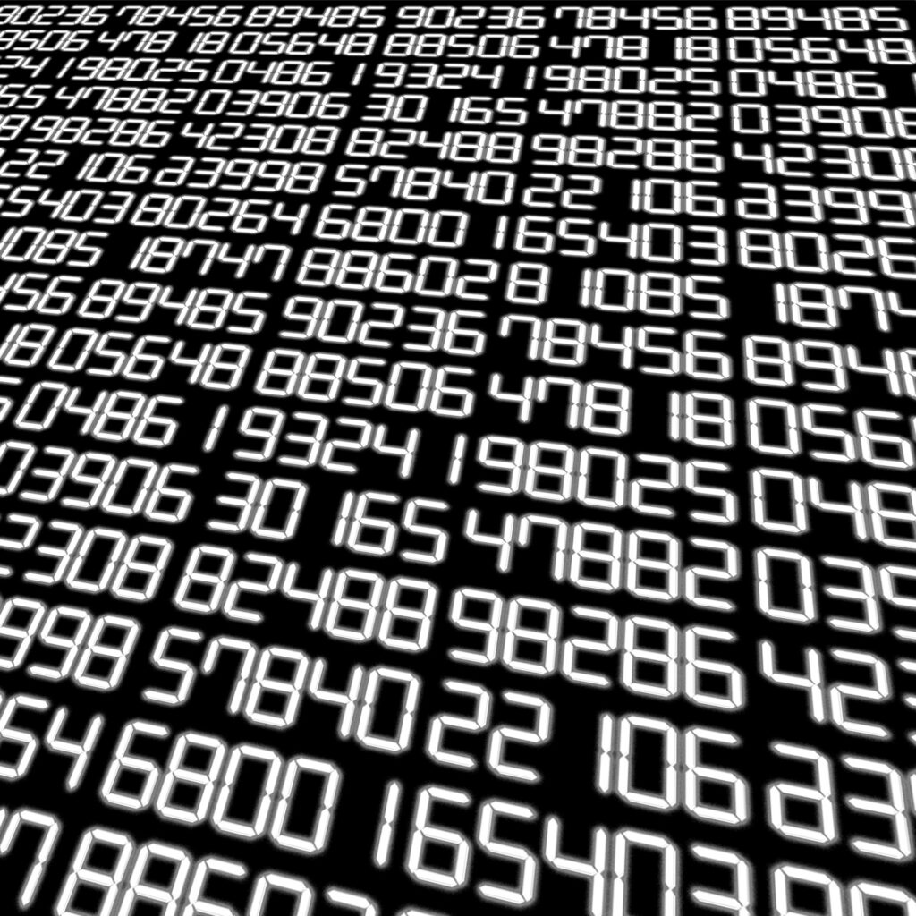 黒い背景にたくさんの数字が並んでいる画像
