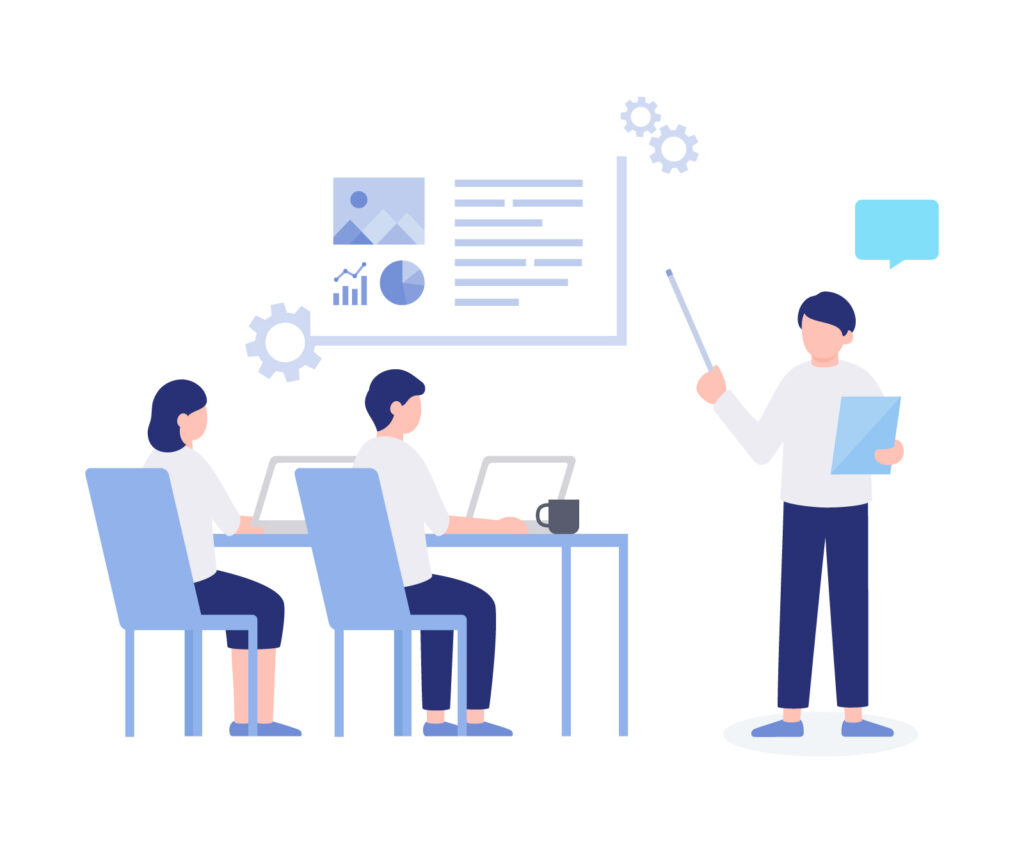 プレゼンをしている様子のイラスト