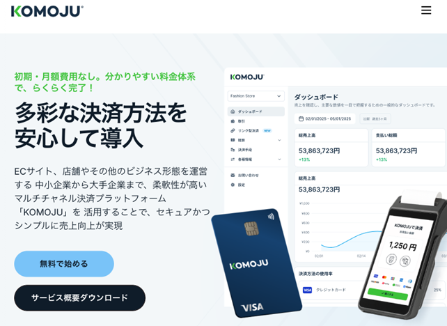 KOMOJUのサイトTOPの画像