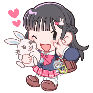 ピンクのうさぎを飼っている女子高生