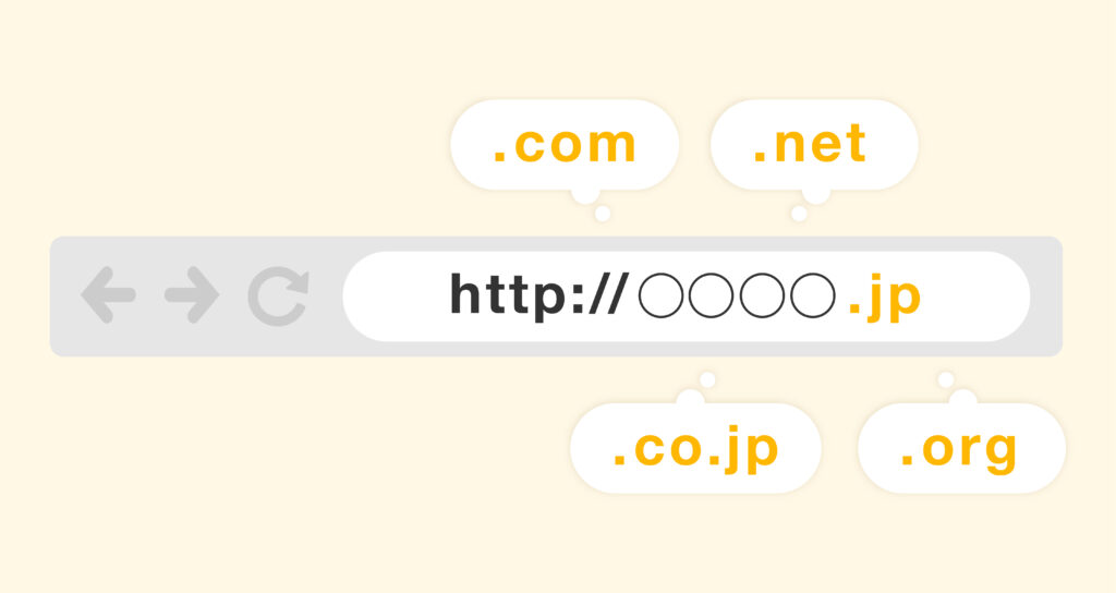ドメインにつき、Webサイトのどこに、どのように表示されるものかや、種類を説明する画像