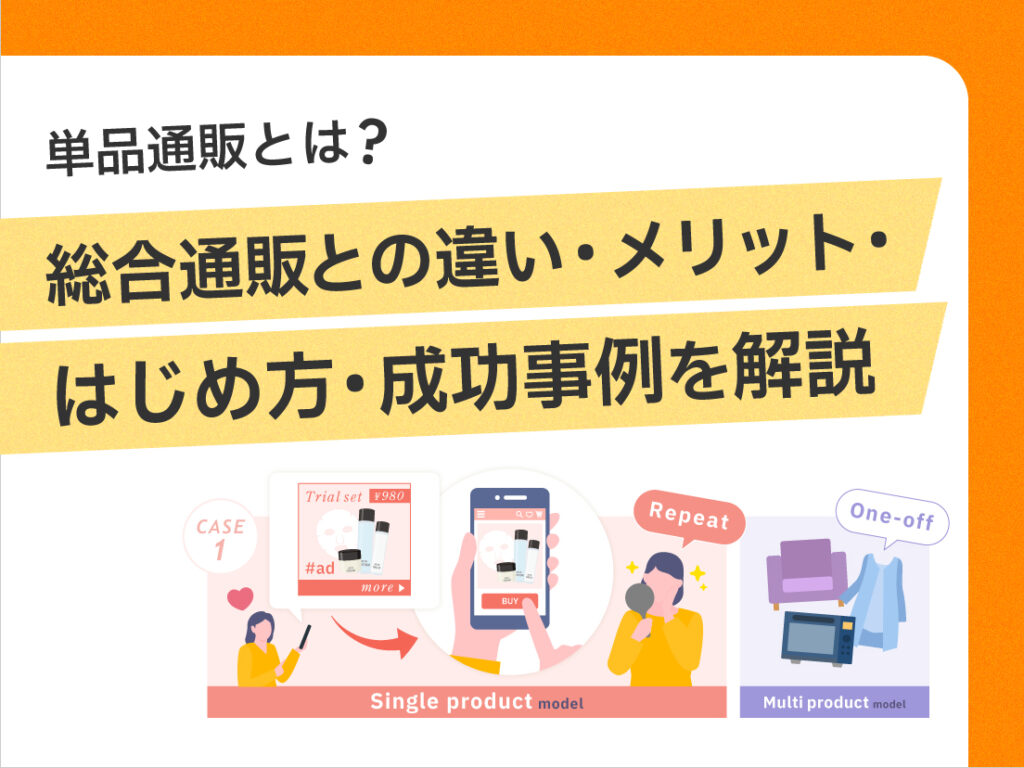 サムネイル画像：単品通販とは？総合通販との違い・メリット・はじめ方・成功事例を解説